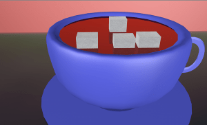 tea cup with sugar cubes